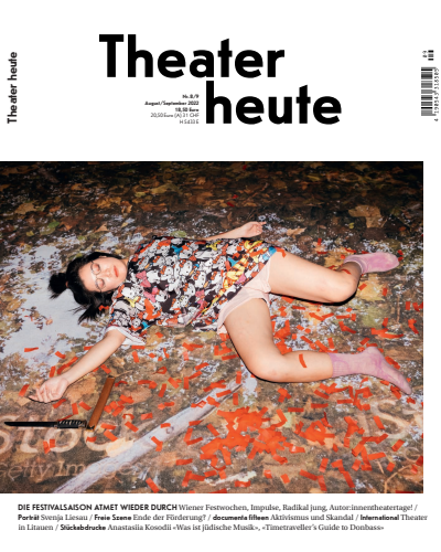Cover der Ausgabe: Theater heute Jahrgang 63 (2022), Heft 8-9