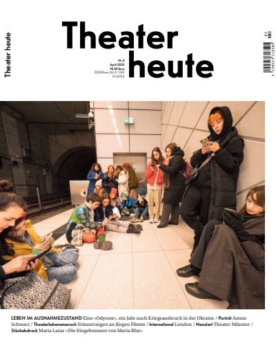 Cover der Ausgabe: Theater heute Jahrgang 64 (2023), Heft 4
