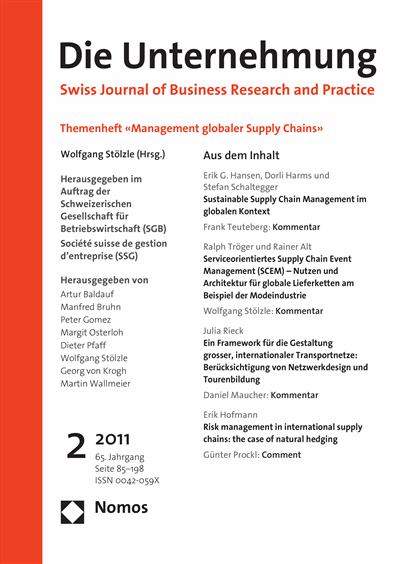 Cover of Volume: Swiss Journal of Business Volume 65 (2011), Edition 2