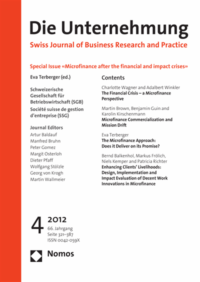 Cover of Volume: Swiss Journal of Business Volume 66 (2012), Edition 4