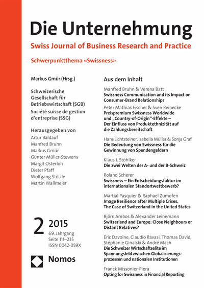 Cover of Volume: Swiss Journal of Business Volume 69 (2015), Edition 2
