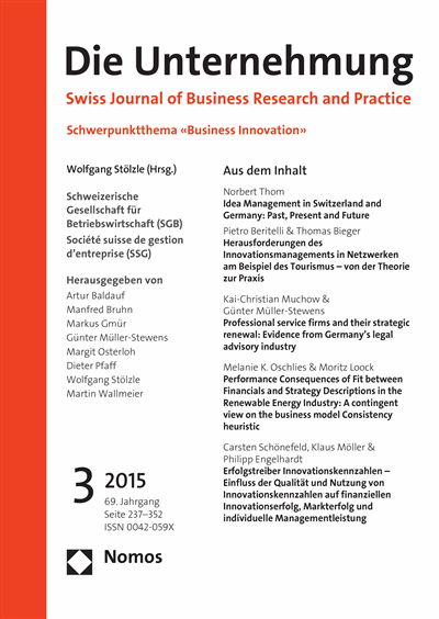 Cover of Volume: Swiss Journal of Business Volume 69 (2015), Edition 3