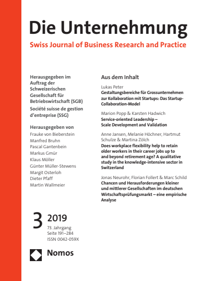 Cover of Volume: Swiss Journal of Business Volume 73 (2019), Edition 3