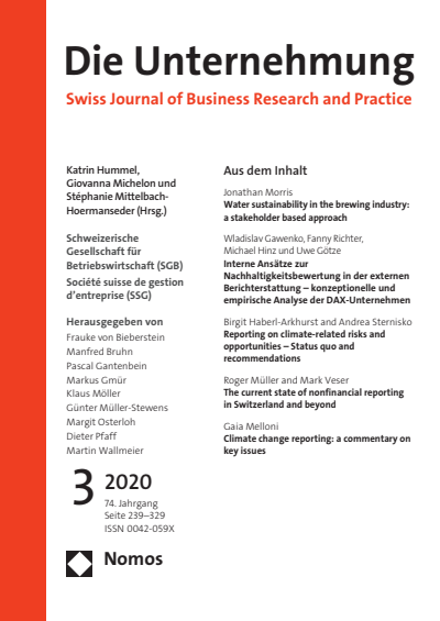 Cover of Volume: Swiss Journal of Business Volume 74 (2020), Edition 3
