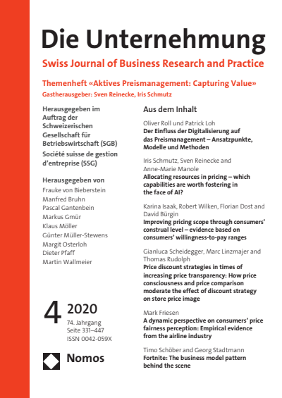 Cover of Volume: Swiss Journal of Business Volume 74 (2020), Edition 4