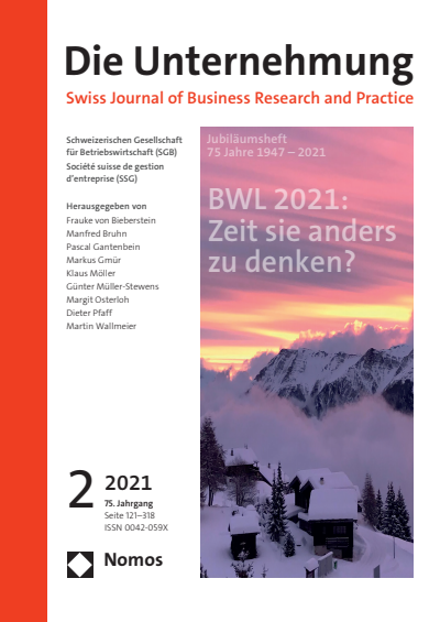 Cover of Volume: Swiss Journal of Business Volume 75 (2021), Edition 2