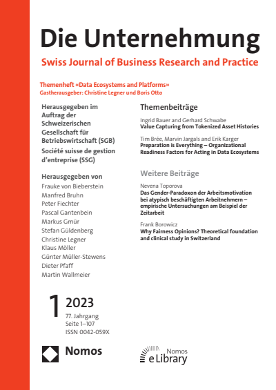 Cover of Volume: Swiss Journal of Business Volume 77 (2023), Edition 1