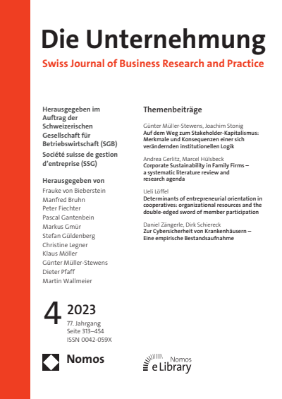 Cover der Ausgabe: Swiss Journal of Business Jahrgang 77 (2023), Heft 4