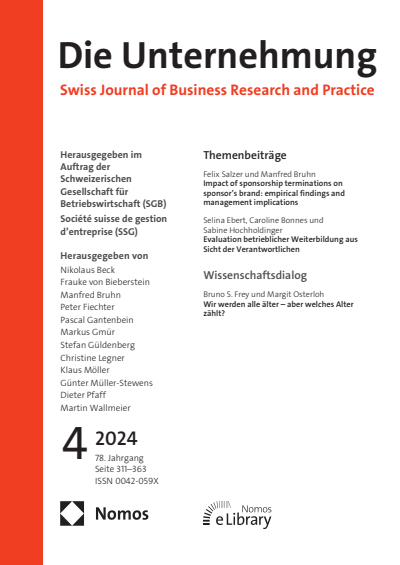 Cover der Ausgabe: Swiss Journal of Business Jahrgang 78 (2024), Heft 4