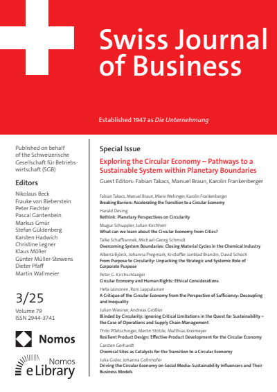Cover der Ausgabe: Swiss Journal of Business Jahrgang 79 (2025), Heft 3