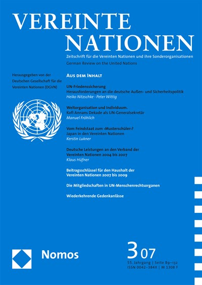 Cover of Volume: VN Vereinte Nationen Volume 55 (2007), Edition 3