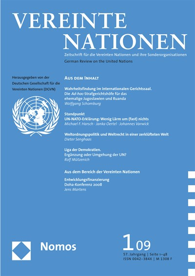 Cover of Volume: VN Vereinte Nationen Volume 57 (2009), Edition 1