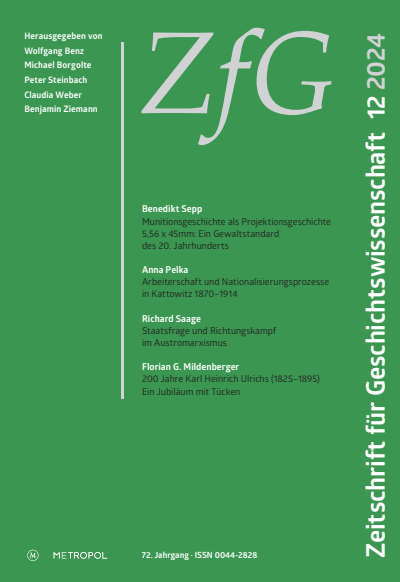 Cover der Ausgabe: Zeitschrift für Geschichtswissenschaft Jahrgang 72 (2024), Heft 12
