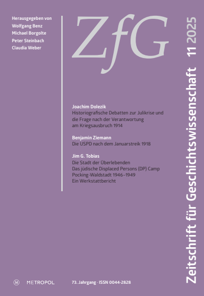Cover of Volume: Zeitschrift für Geschichtswissenschaft Volume 73 (2025), Edition 11