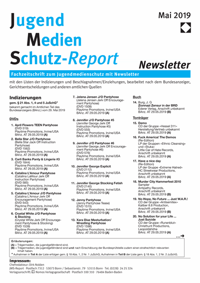 Cover of Volume: JMS Jugend Medien Schutz-Report Volume 42 (2019), Edition Newsletter 3