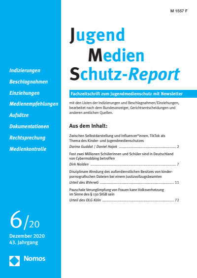 Cover of Volume: JMS Jugend Medien Schutz-Report Volume 43 (2020), Edition 6