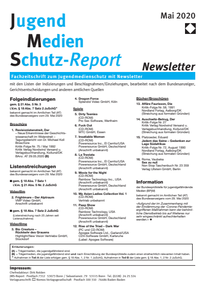 Cover of Volume: JMS Jugend Medien Schutz-Report Volume 43 (2020), Edition Newsletter 3