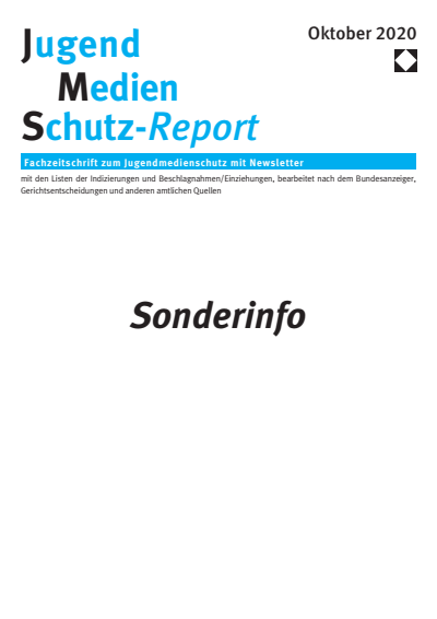 Cover of Volume: JMS Jugend Medien Schutz-Report Volume 43 (2020), Edition Sonderinfo