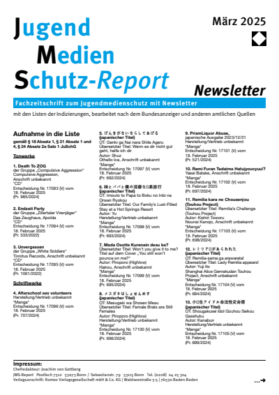 Cover der Ausgabe: JMS Jugend Medien Schutz-Report Jahrgang 48 (2025), Heft Newsletter 2
