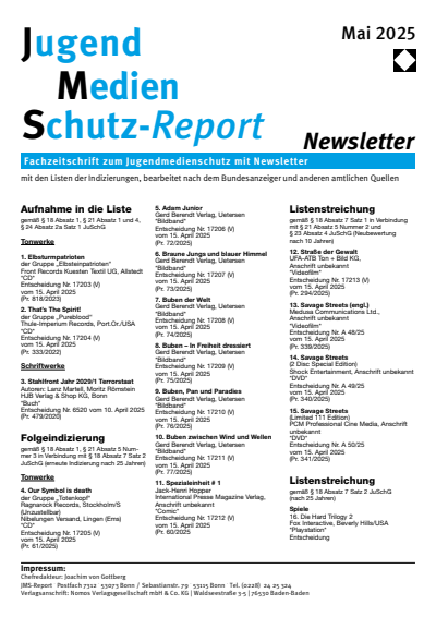 Cover der Ausgabe: JMS Jugend Medien Schutz-Report Jahrgang 48 (2025), Heft Newsletter 3