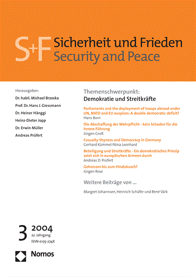Cover of Volume: S&F Sicherheit und Frieden Volume 22 (2004), Edition 3