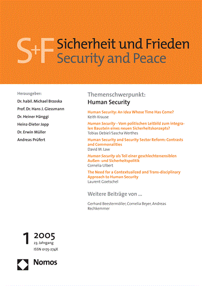 Cover der Ausgabe: S&F Sicherheit und Frieden Jahrgang 23 (2005), Heft 1