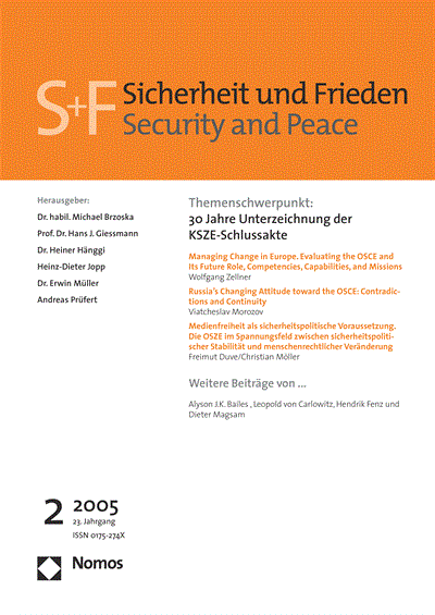 Cover der Ausgabe: S&F Sicherheit und Frieden Jahrgang 23 (2005), Heft 2