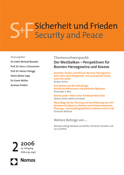 Cover der Ausgabe: S&F Sicherheit und Frieden Jahrgang 24 (2006), Heft 2