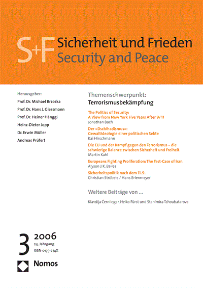 Cover der Ausgabe: S&F Sicherheit und Frieden Jahrgang 24 (2006), Heft 3