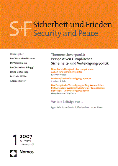 Cover of Volume: S&F Sicherheit und Frieden Volume 25 (2007), Edition 1