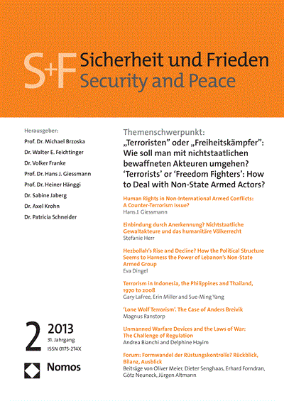 Cover of Volume: S&F Sicherheit und Frieden Volume 31 (2013), Edition 2