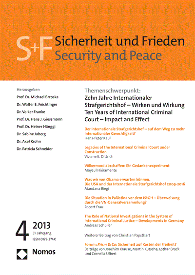 Cover of Volume: S&F Sicherheit und Frieden Volume 31 (2013), Edition 4
