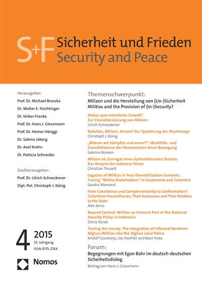 Cover of Volume: S&F Sicherheit und Frieden Volume 33 (2015), Edition 4