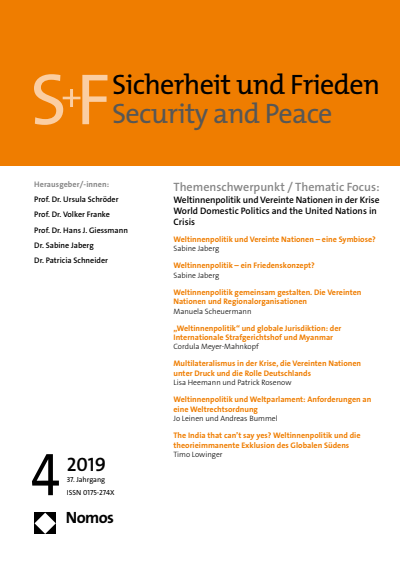 Cover der Ausgabe: S&F Sicherheit und Frieden Jahrgang 37 (2019), Heft 4