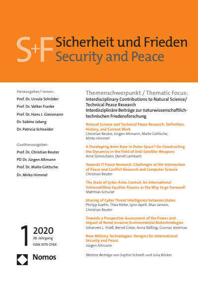 Cover der Ausgabe: S&F Sicherheit und Frieden Jahrgang 38 (2020), Heft 1