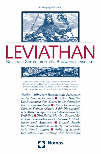 Cover der Ausgabe: Leviathan Jahrgang 40 (2012), Heft 1