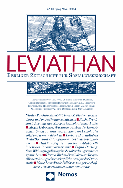 Cover der Ausgabe: Leviathan Jahrgang 42 (2014), Heft 4
