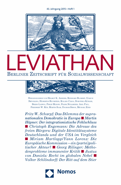 Cover der Ausgabe: Leviathan Jahrgang 43 (2015), Heft 1