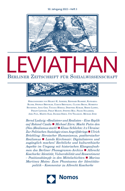 Cover der Ausgabe: Leviathan Jahrgang 50 (2022), Heft 3