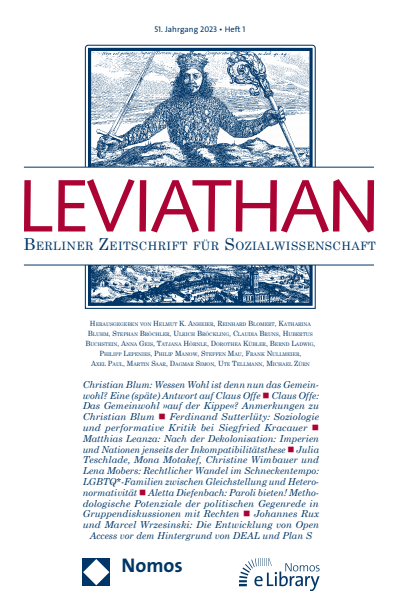 Cover der Ausgabe: Leviathan Jahrgang 51 (2023), Heft 1