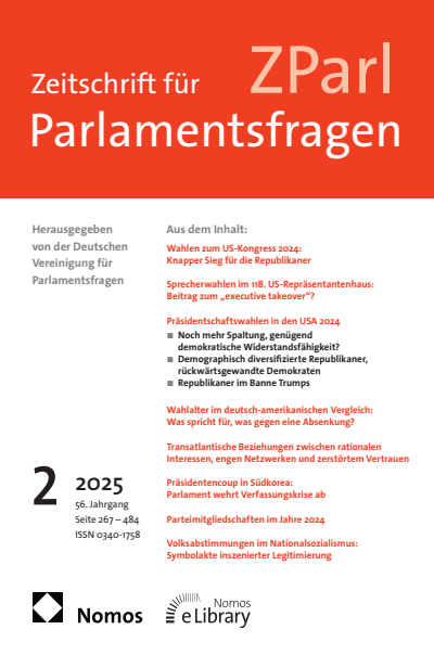 Cover der Ausgabe: ZParl Zeitschrift für Parlamentsfragen Jahrgang 56 (2025), Heft 2
