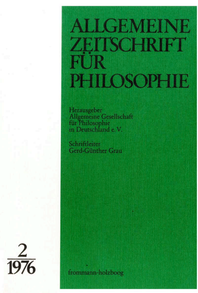 Cover der Ausgabe: Allgemeine Zeitschrift für Philosophie (AZP) Jahrgang 1 (1976), Heft 2