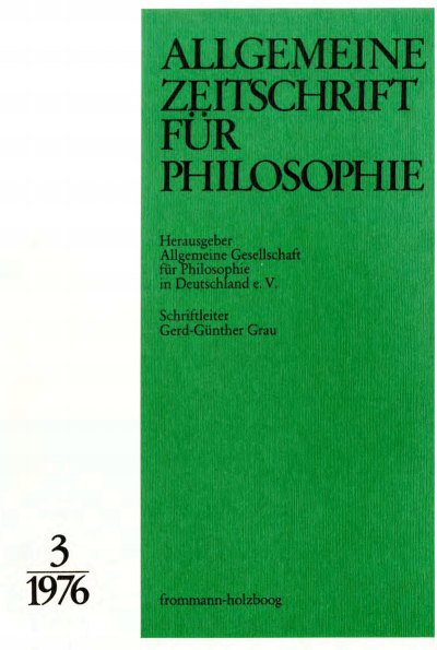 Cover der Ausgabe: Allgemeine Zeitschrift für Philosophie (AZP) Jahrgang 1 (1976), Heft 3