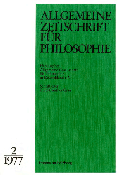 Cover der Ausgabe: Allgemeine Zeitschrift für Philosophie (AZP) Jahrgang 2 (1977), Heft 2