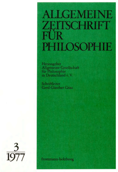 Cover der Ausgabe: Allgemeine Zeitschrift für Philosophie (AZP) Jahrgang 2 (1977), Heft 3
