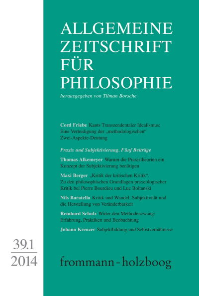 Cover of Volume: Allgemeine Zeitschrift für Philosophie (AZP) Volume 39 (2014), Edition 1