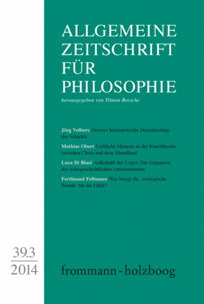 Cover of Volume: Allgemeine Zeitschrift für Philosophie (AZP) Volume 39 (2014), Edition 3