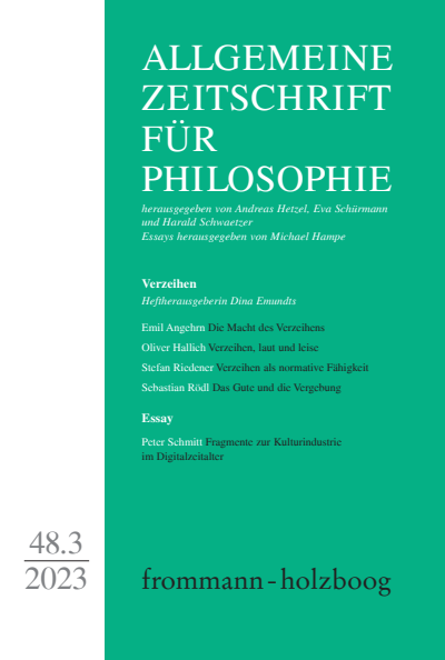 Cover der Ausgabe: Allgemeine Zeitschrift für Philosophie (AZP) Jahrgang 48 (2023), Heft 3