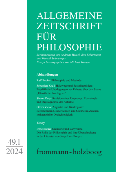 Cover der Ausgabe: Allgemeine Zeitschrift für Philosophie (AZP) Jahrgang 49 (2024), Heft 1