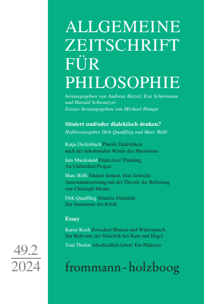 Cover der Ausgabe: Allgemeine Zeitschrift für Philosophie (AZP) Jahrgang 49 (2024), Heft 2